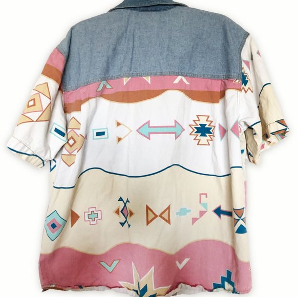 Retro Jean USA INFO Short Sleave Button Down S - Picture 2 of 2